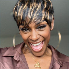 Synthetic Short Bob Wig Straight Layered Wig with Bangs