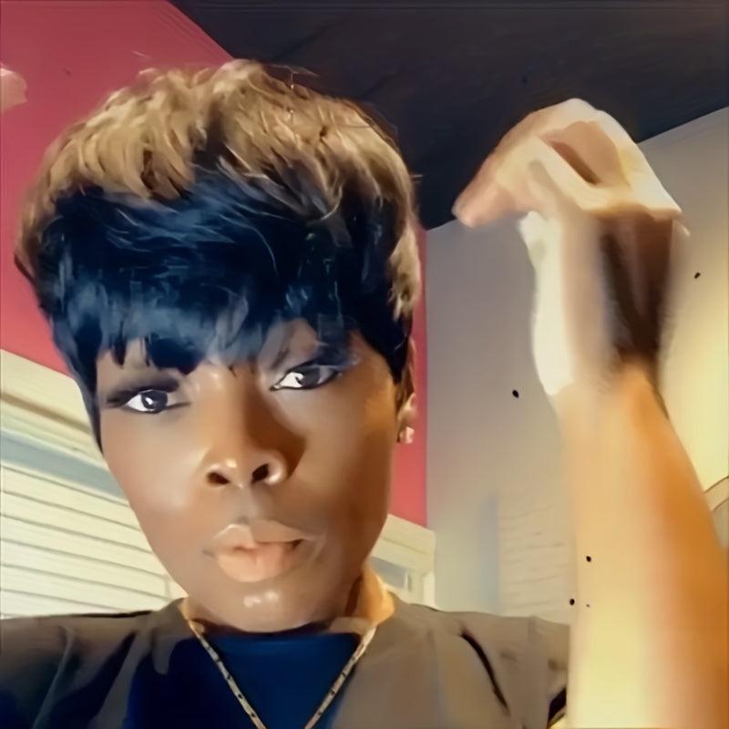 Synthetic Short Bob Wig Straight Layered Wig with Bangs