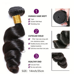 Indian Loose Wave Human Hair Bundles Unprocessed Virgin Hair Weave For Women