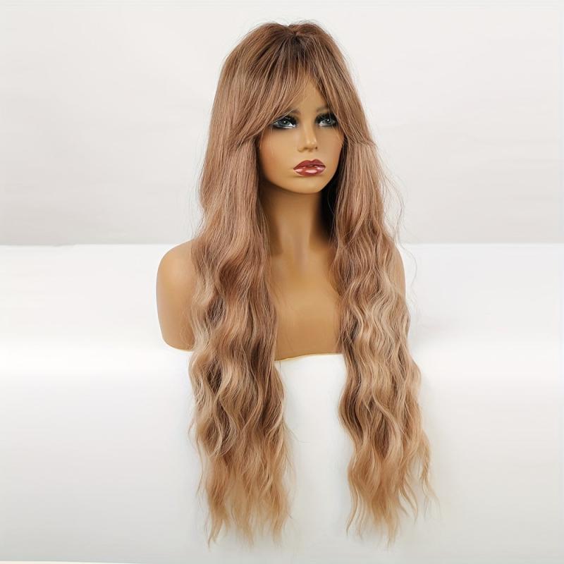 12cm Long Brown Curly Wavy Hair Wigs Synthetic Rose Net Hair Wigs