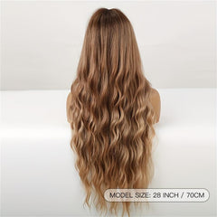 12cm Long Brown Curly Wavy Hair Wigs Synthetic Rose Net Hair Wigs