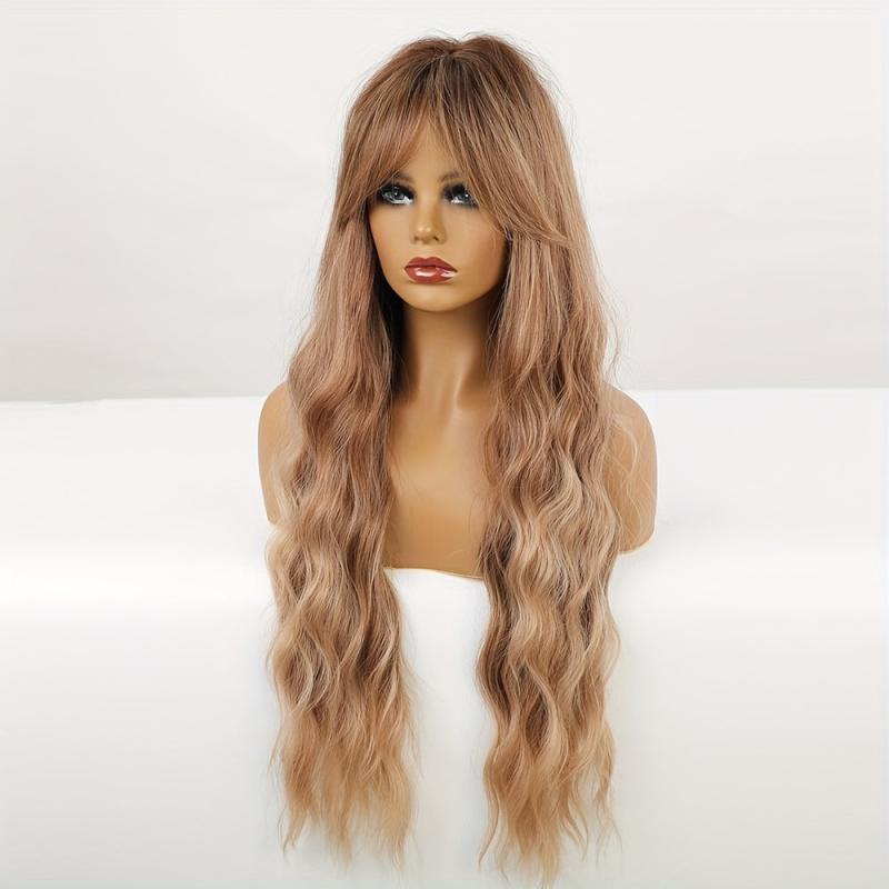 12cm Long Brown Curly Wavy Hair Wigs Synthetic Rose Net Hair Wigs