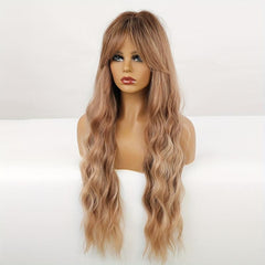 12cm Long Brown Curly Wavy Hair Wigs Synthetic Rose Net Hair Wigs