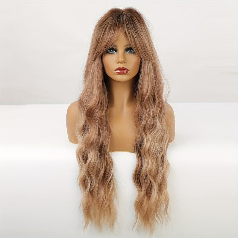 12cm Long Brown Curly Wavy Hair Wigs Synthetic Rose Net Hair Wigs