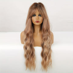 12cm Long Brown Curly Wavy Hair Wigs Synthetic Rose Net Hair Wigs