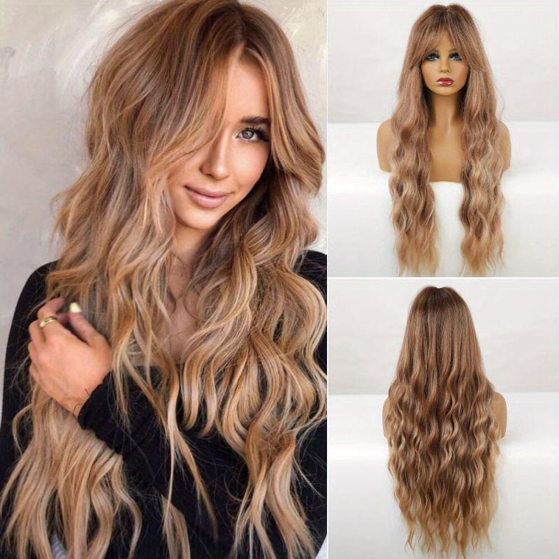 12cm Long Brown Curly Wavy Hair Wigs Synthetic Rose Net Hair Wigs