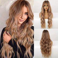 12cm Long Brown Curly Wavy Hair Wigs Synthetic Rose Net Hair Wigs