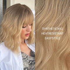 Ombre Brown Golden Bob Wig Short Curly Wavy Bob Wigs For Women