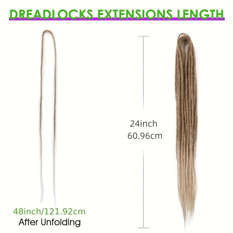 24 Inch Dreadlocks Extension 10 Strands Thin Crochet Braiding Hair Extensions