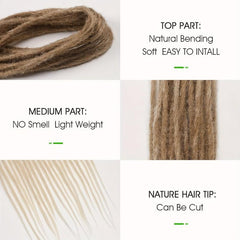24 Inch Dreadlocks Extension 10 Strands Thin Crochet Braiding Hair Extensions