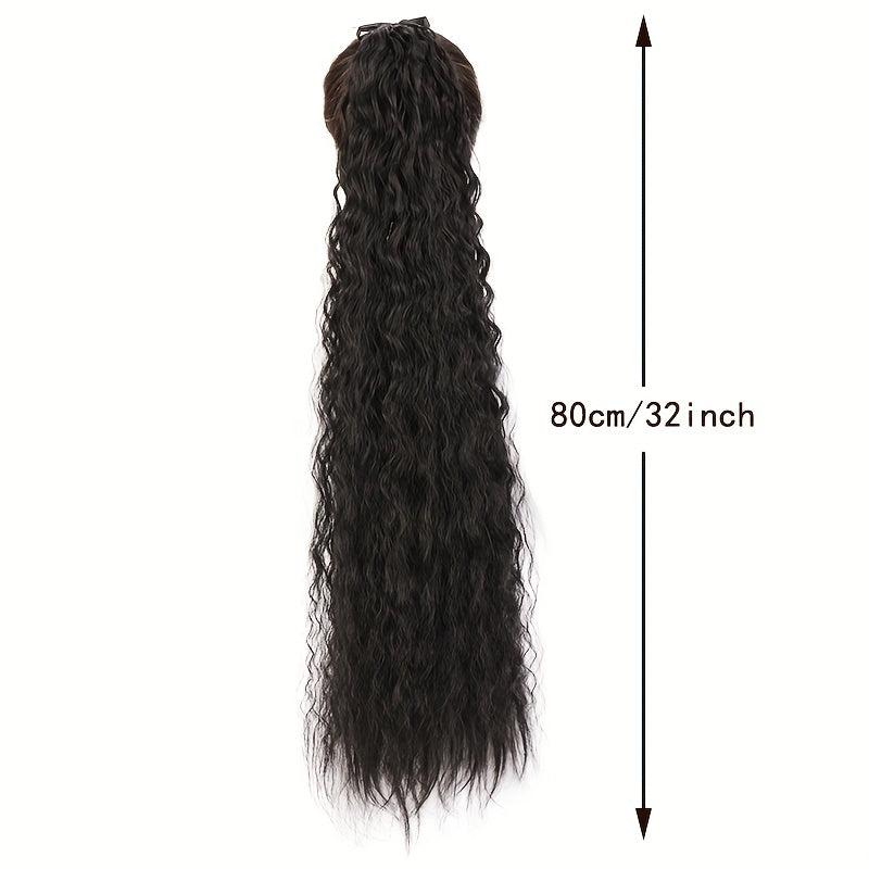 Curly Wavy Ponytail Extensions With Ribbon Tie for Daily Use