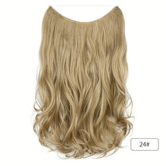 Long Wavy Hair Pieces Synthetic Fishing Line Hair Extensions Natural Looking