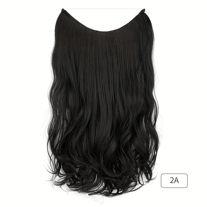 Long Wavy Hair Pieces Synthetic Fishing Line Hair Extensions Natural Looking