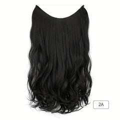 Long Wavy Hair Pieces Synthetic Fishing Line Hair Extensions Natural Looking