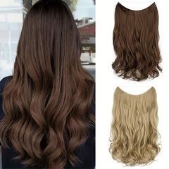 Long Wavy Hair Pieces Synthetic Fishing Line Hair Extensions Natural Looking