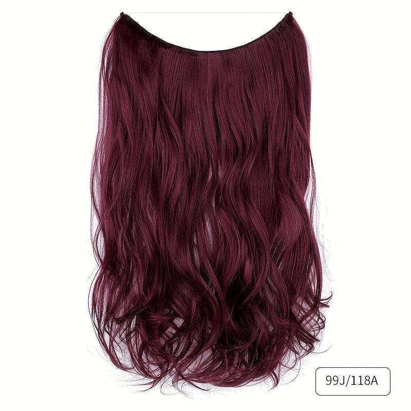 Long Wavy Hair Pieces Synthetic Fishing Line Hair Extensions Natural Looking