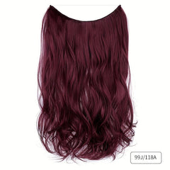 Long Wavy Hair Pieces Synthetic Fishing Line Hair Extensions Natural Looking