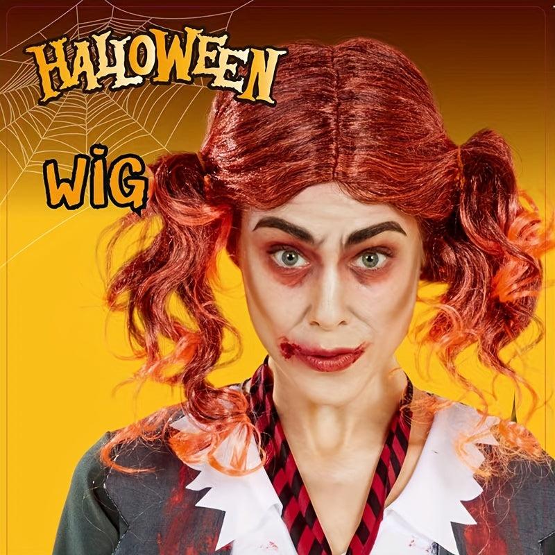 Colorful Medium Long Wig Synthetic Wig Witch Clown Cosplay Wig