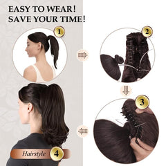 Short Wavy Curly Clip In Ponytail Hair Extension Synthetic