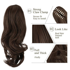 Short Wavy Curly Clip In Ponytail Hair Extension Synthetic