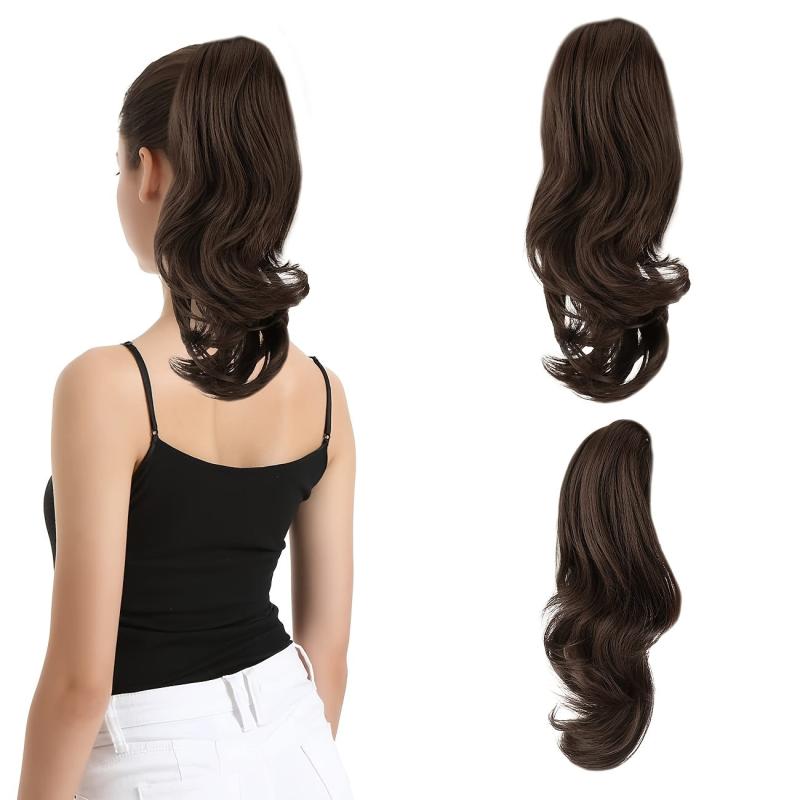 Short Wavy Curly Clip In Ponytail Hair Extension Synthetic