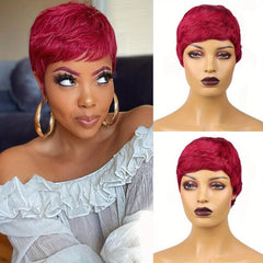 Short Human Hair Pixie Cut Wig for Women