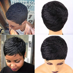 Short Human Hair Pixie Cut Wig for Women