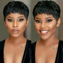 Short Human Hair Pixie Cut Wig for Women