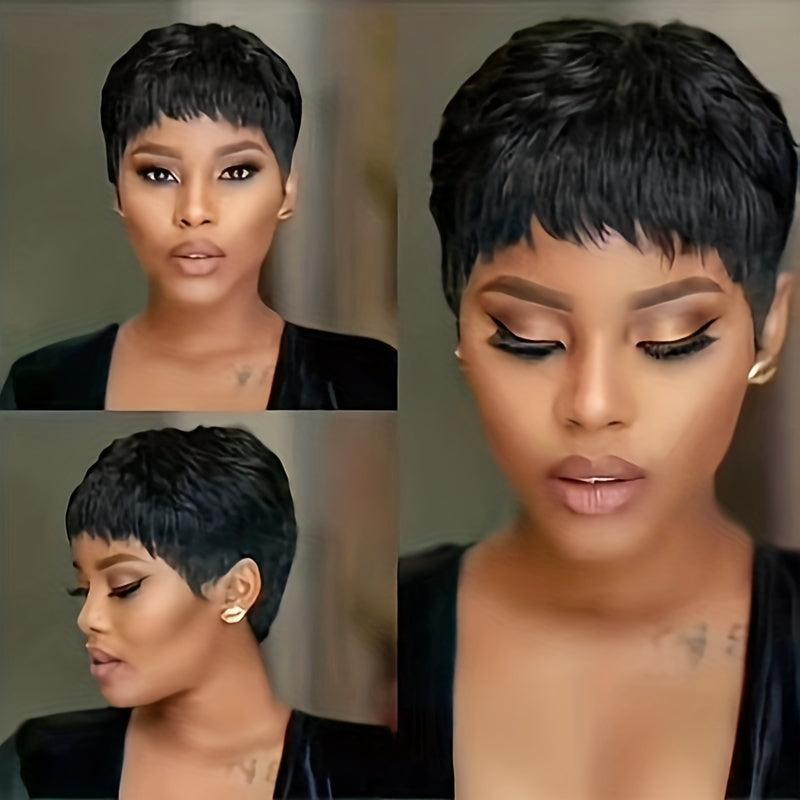 Short Human Hair Pixie Cut Wig for Women