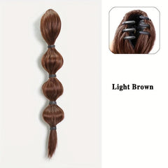 Long Bubble Ponytail Extensions Synthetic Clip In Hair Natural Look