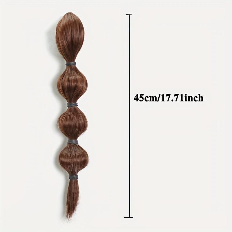 Long Bubble Ponytail Extensions Synthetic Clip In Hair Natural Look