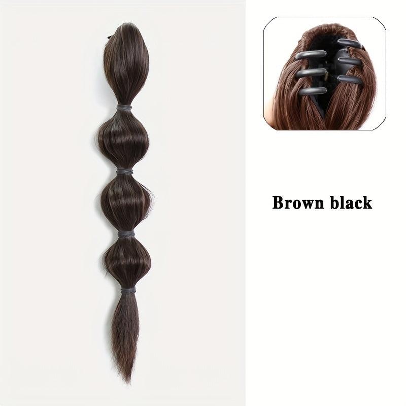 Long Bubble Ponytail Extensions Synthetic Clip In Hair Natural Look