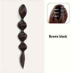 Long Bubble Ponytail Extensions Synthetic Clip In Hair Natural Look