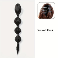 Long Bubble Ponytail Extensions Synthetic Clip In Hair Natural Look