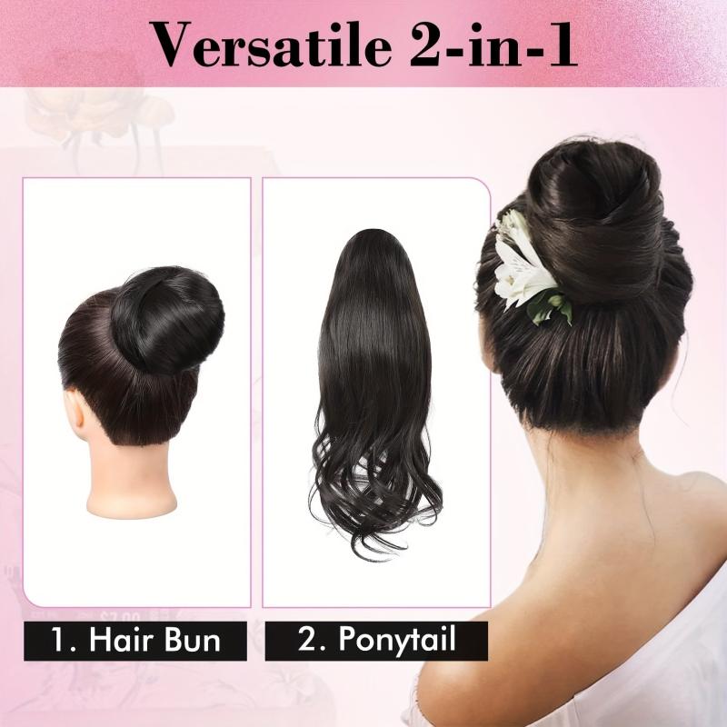 Messy Bun Ponytail Extension Short Synthetic Wrap Easy Wrap Ponytail