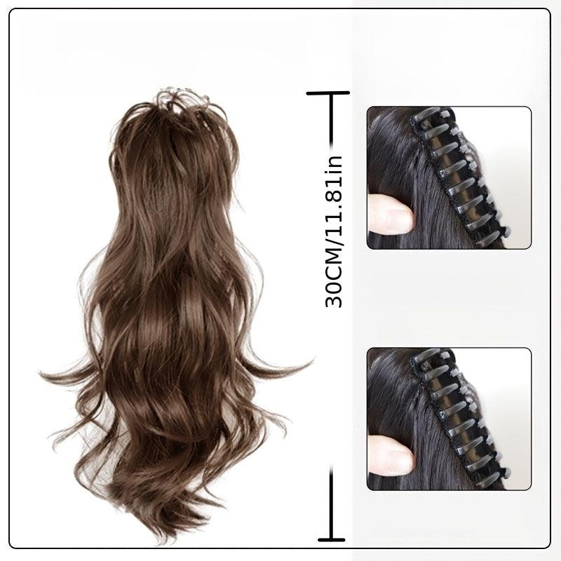 Long Wavy Clip In Hair Extension Synthetic Wig For Women Brown