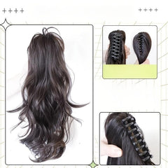 Long Wavy Clip In Hair Extension Synthetic Wig For Women Brown