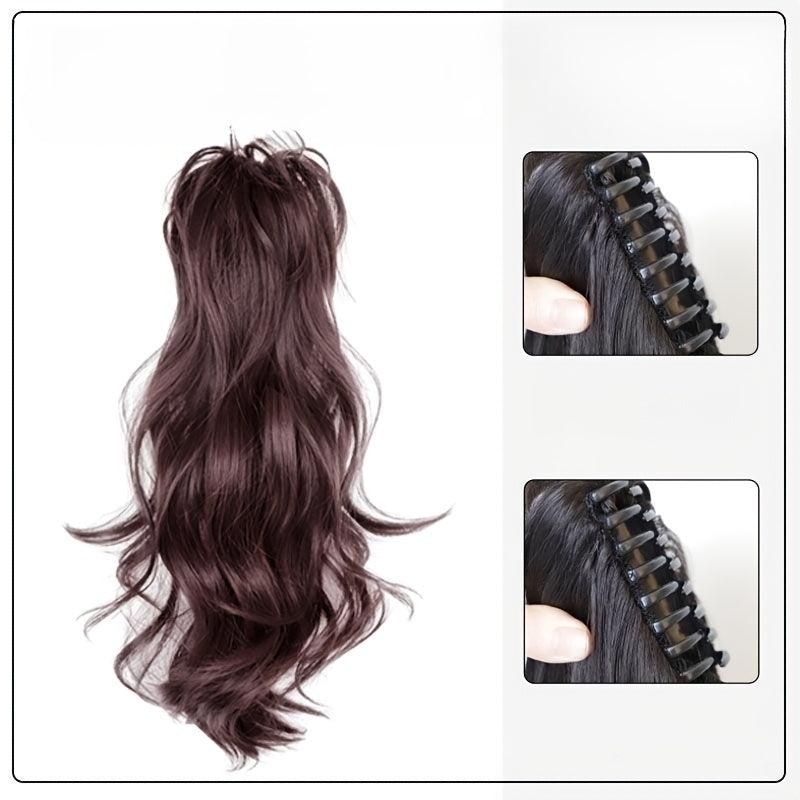 Long Wavy Clip In Hair Extension Synthetic Wig For Women Brown