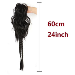Long Braided Curly Hair Bun Ponytail Extension