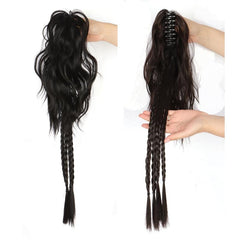 Long Braided Curly Hair Bun Ponytail Extension