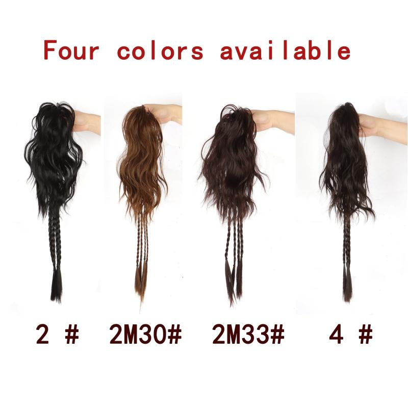 Long Braided Curly Hair Bun Ponytail Extension