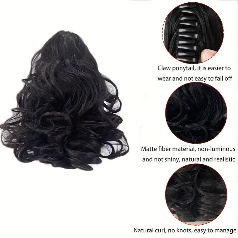 Short Ponytail Extension Curly Claw Clip Pony Tail Hairpiece for Women Synthetic