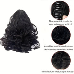 Short Ponytail Extension Curly Claw Clip Pony Tail Hairpiece for Women Synthetic