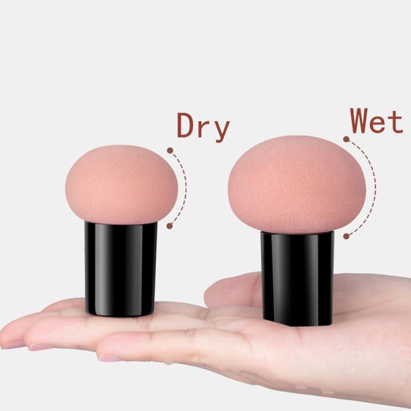 Mushroom Head Shape Puff Sponge w/ Handle for Liquid Creams Powder