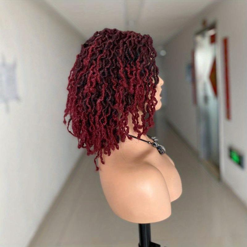 Short Afro Braided Wigs Dreadlock Wigs Faux Locs Synthetic Machine Wigs