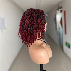 Short Afro Braided Wigs Dreadlock Wigs Faux Locs Synthetic Machine Wigs
