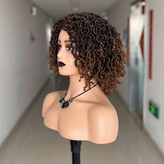 Short Afro Braided Wigs Dreadlock Wigs Faux Locs Synthetic Machine Wigs