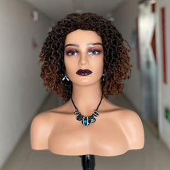 Short Afro Braided Wigs Dreadlock Wigs Faux Locs Synthetic Machine Wigs