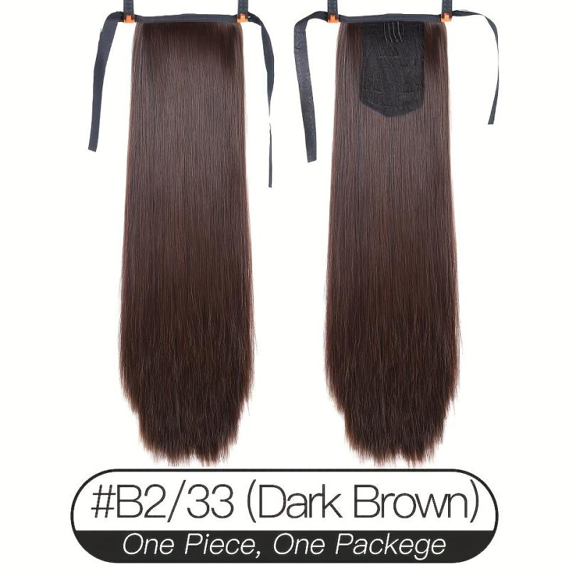 Straight Pony Tail Hair Wig Bundle False Hair Clip Hairpiece for Women