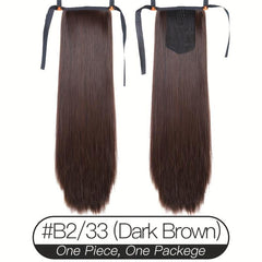 Straight Pony Tail Hair Wig Bundle False Hair Clip Hairpiece for Women